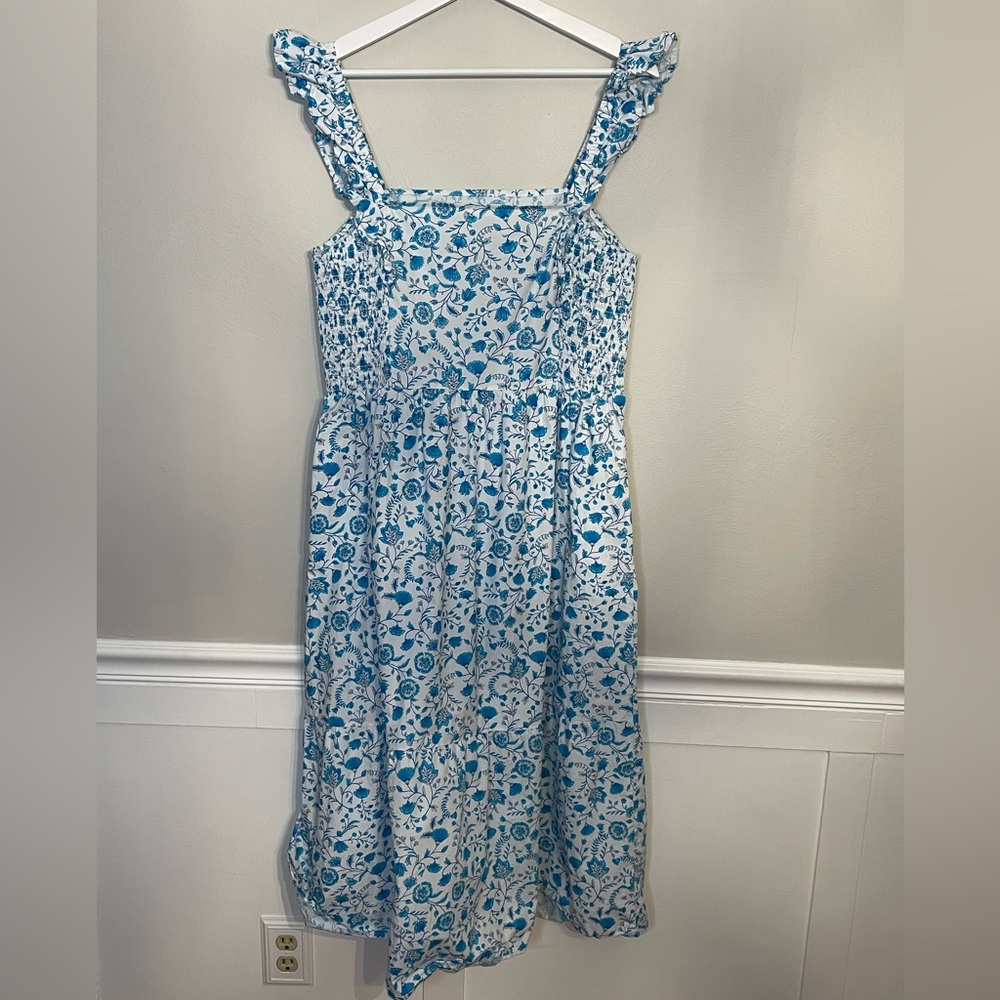 Draper James EUC Women's Flutter Strap Smocked Midi Dress in Blue Paisley XL - Picture 5 of 12